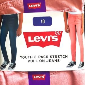Levi's Girls Stretch Pull On Jeans 2-pack (Pink & Blue) size 10 NWT